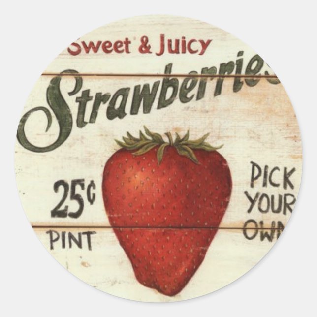 Strawberries Classic Round Sticker (Front)