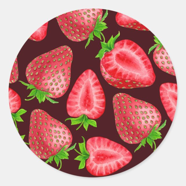Strawberries Classic Round Sticker (Front)