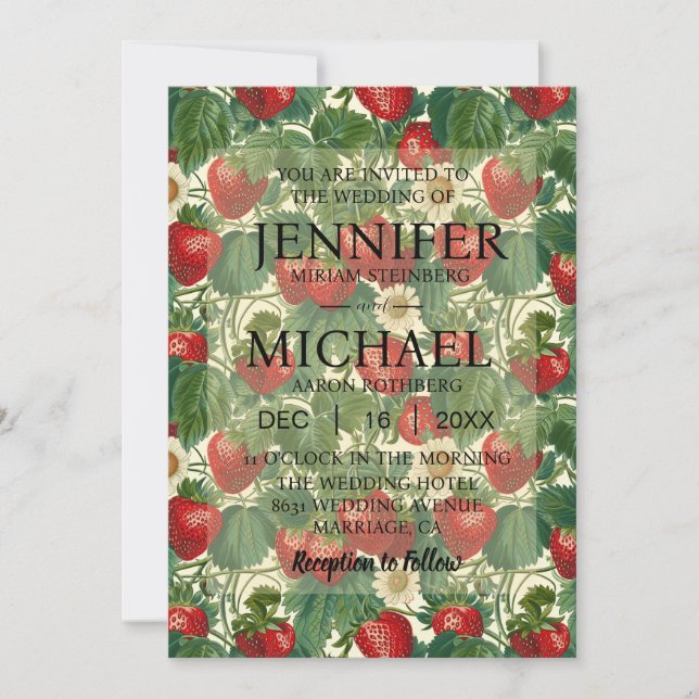 Strawberries Classic Wedding Invitations (Front)