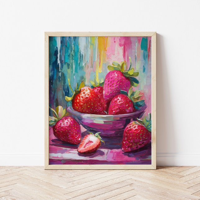 Strawberries Colourful Modern Abstract Painting Poster (Creator Uploaded)