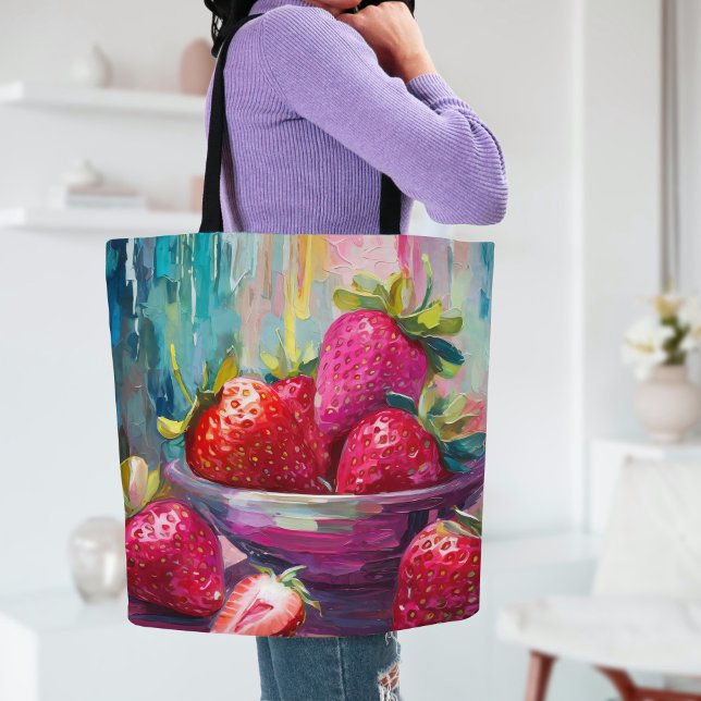 Strawberries Colourful Modern Abstract Painting Tote Bag (Creator Uploaded)