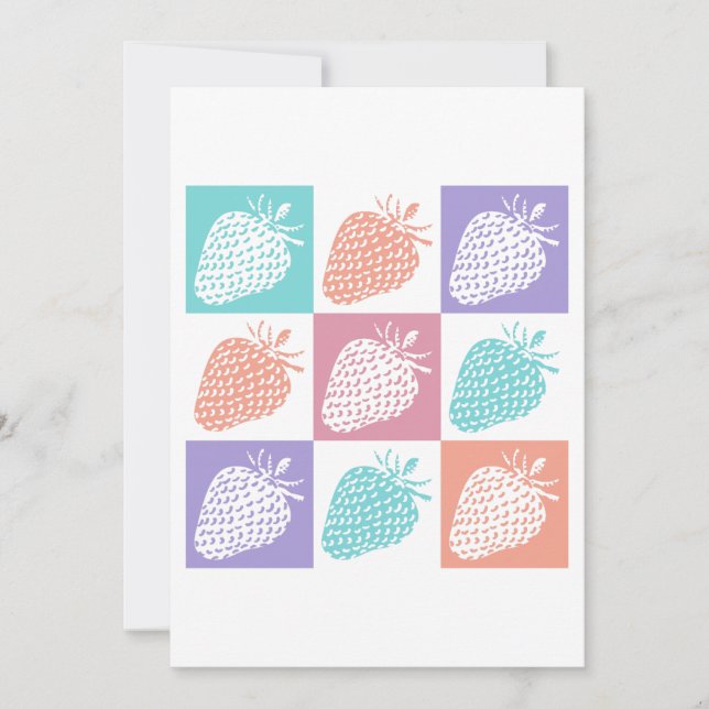 Strawberries Colourful Summer Invitation (Front)