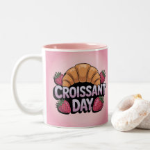 Strawberries Croissant Day Pink Mug