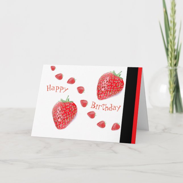 Strawberries Custom Birthday Greeting Card (Front)