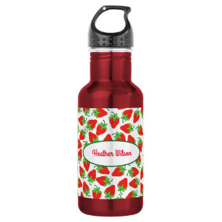 Strawberries Cute Kids Water Bottle with Name
