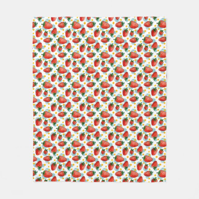 Strawberries & Daisies Fleece Blanket (Front)