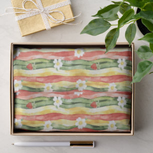 Strawberries Daisies Red Green Yellow Birthday Tissue Paper