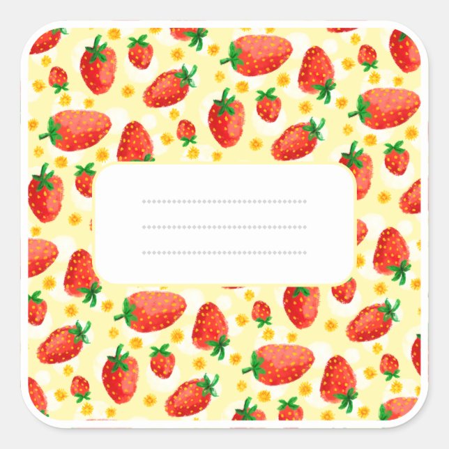 Strawberries & Daisies Watercolor Sticker (Front)