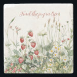 Strawberries Daisy Flowers Stone Coaster<br><div class="desc">Strawberries Daisy Flowers</div>