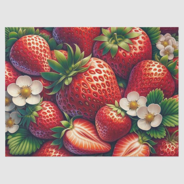 Strawberries Decoupage  Tissue Paper (Front)