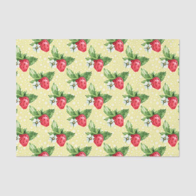 Strawberries (Design 12 Yellow/Orange Series) Tissue Paper (Front)