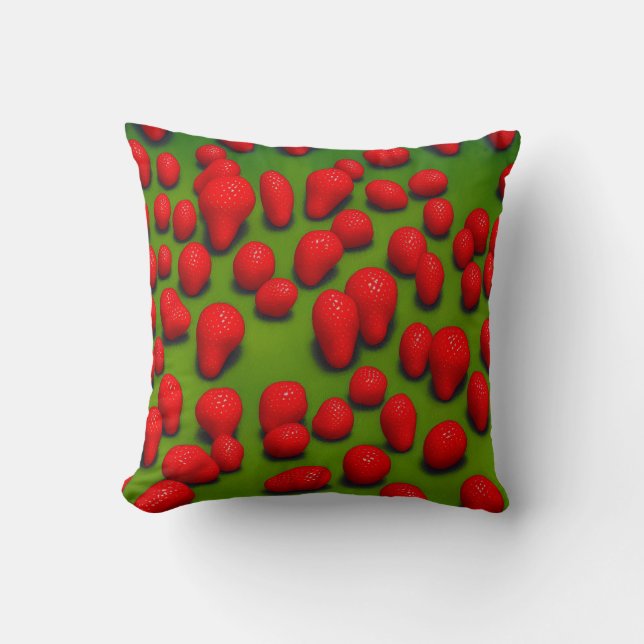 Strawberries Design Throw Pillow (Front)