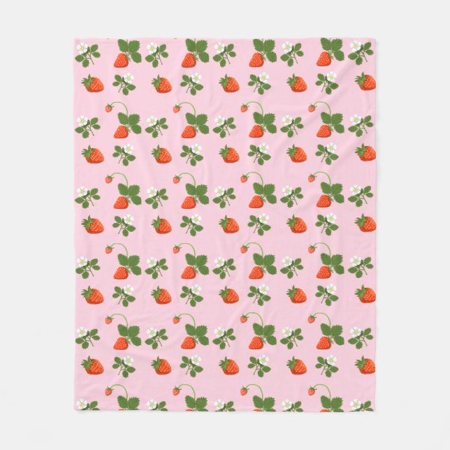 Strawberries Fleece Blanket (Front)