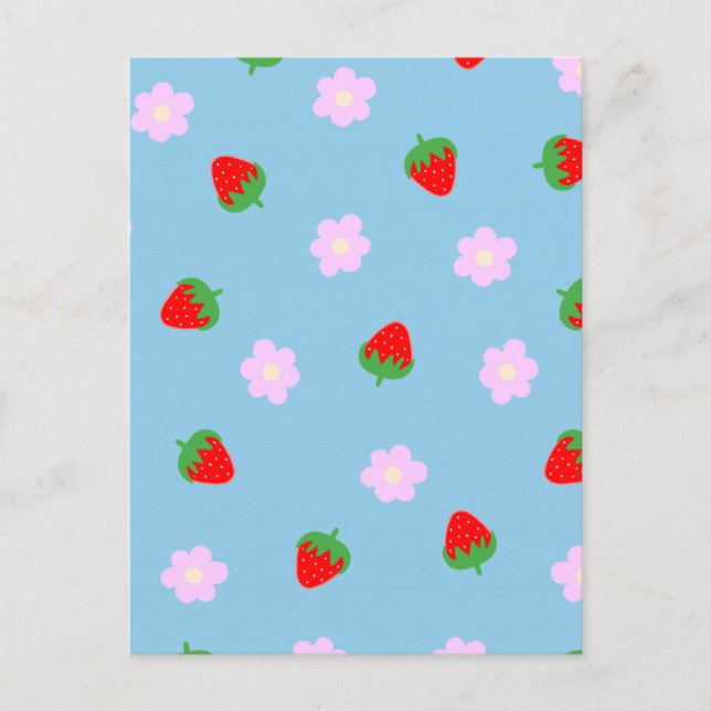 Strawberries & Flowers Postcard (Front)