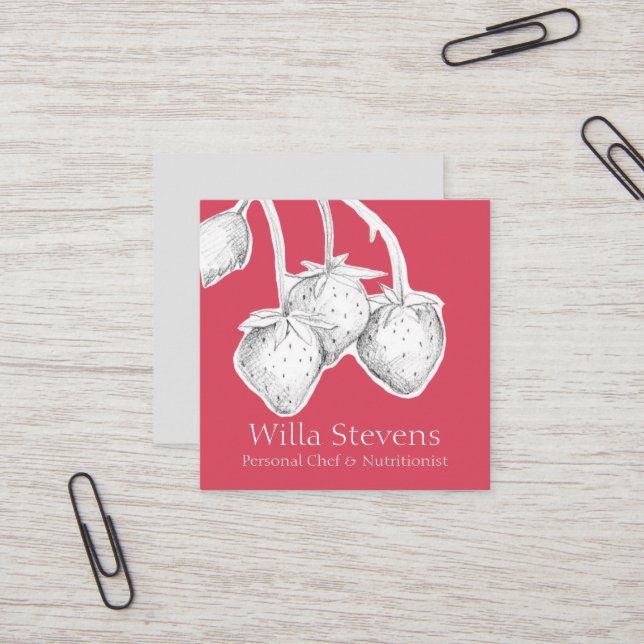 Strawberries Fruit Homemade Jam Jelly Preserves Square Business Card (Front/Back In Situ)