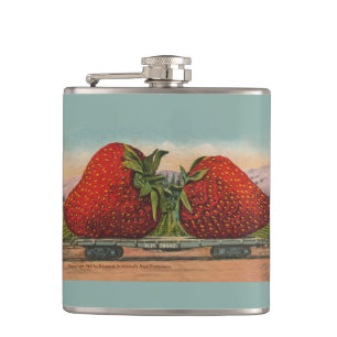 Strawberries Giant Antique Fruit Fun Hip Flask