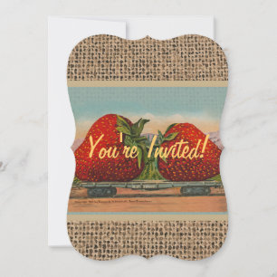 Strawberries Giant Antique Fruit Fun Invitation