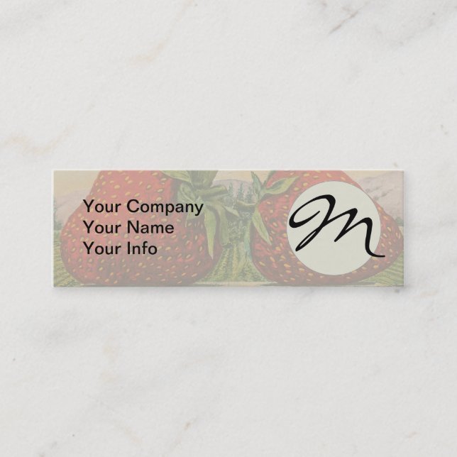Strawberries Giant Antique Fruit Fun Mini Business Card (Front)