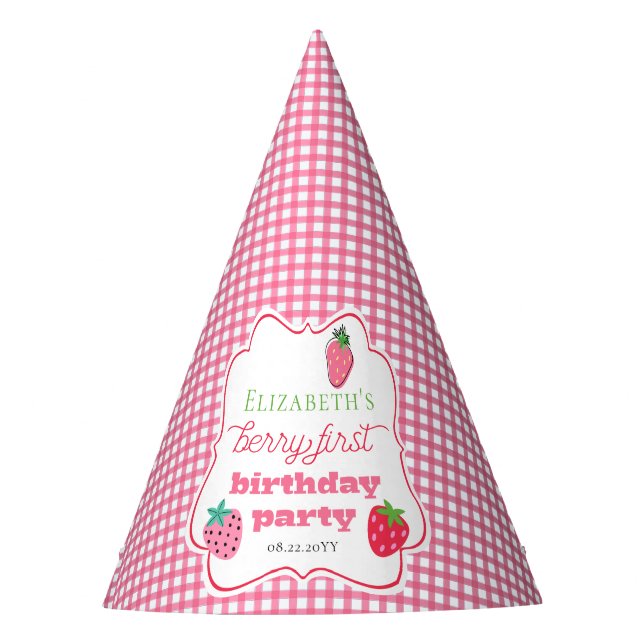 Strawberries Girl's Berry First Birthday Party  Hat (Front)