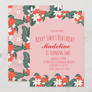 Strawberries Hand Drawn Berry Sweet Birthday Invitation