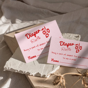 Strawberries Hand Drawn Sweet Berry Diaper Raffle Enclosure Card