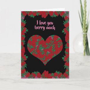 Strawberries Heart Valentine's Holiday Card