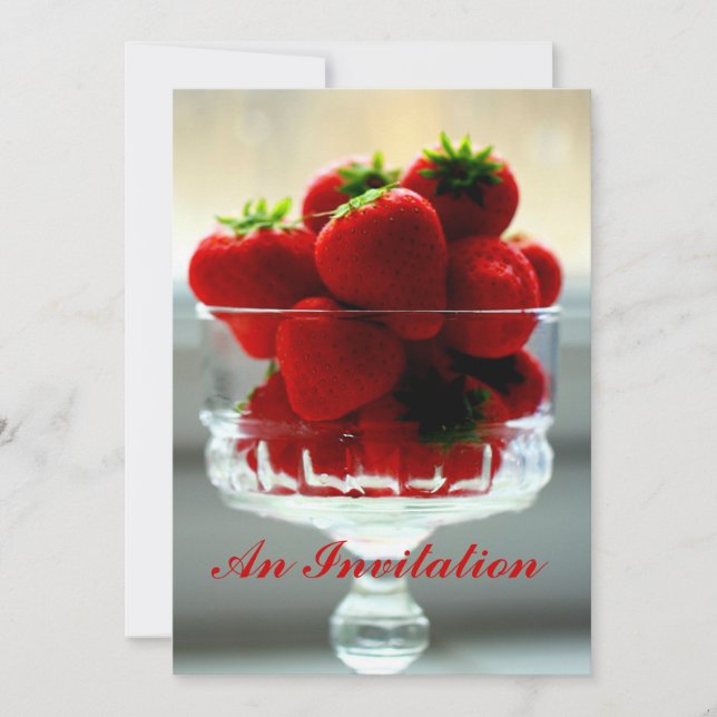 Strawberries in a Bowl Invitation (Front)