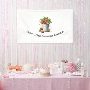Strawberries in a Bucket Birthday Banner
