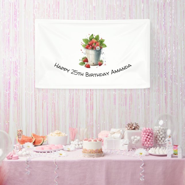 Strawberries in a Bucket Birthday Banner (Party)