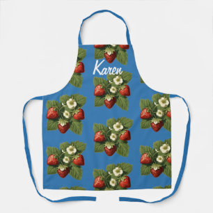 Strawberries  in French blue -personalised Apron