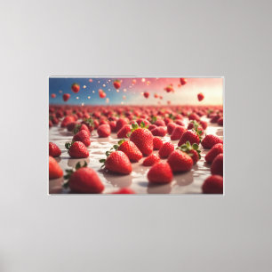Strawberries In Syrup Stretched Canvas Print