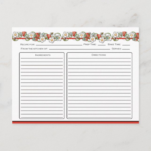 Strawberries Lady Bugs Recipe Cards (Back)
