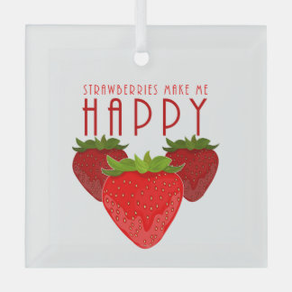 Strawberries Make Me Happy Cute Strawberry Holiday Glass Tree Decoration