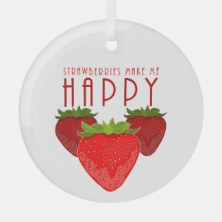 Strawberries Make Me Happy Cute Strawberry Holiday Glass Tree Decoration
