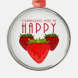 Strawberries Make Me Happy Cute Strawberry Holiday Metal Tree Decoration