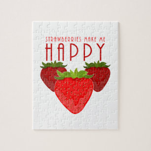 Strawberries Make Me Happy Cute Strawberry Puzzle 