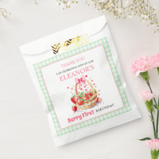 Strawberries mint Berry First Birthday Thank You Favour Bags