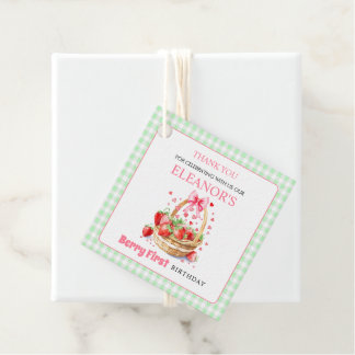Strawberries mint Berry First Birthday Thank You Favour Tags