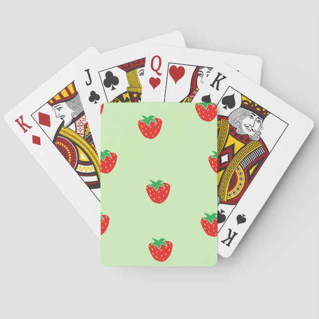 Strawberries Mint Green Playing Cards (Back)