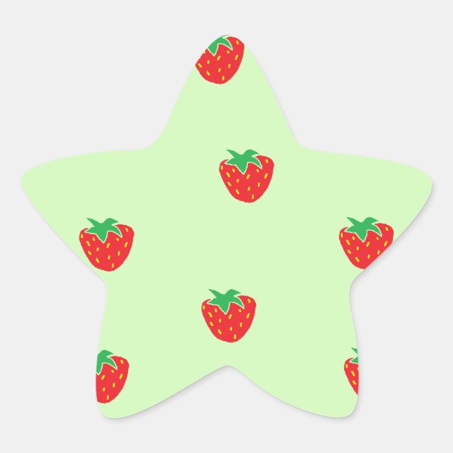 Strawberries Mint Green Star Sticker (Front)