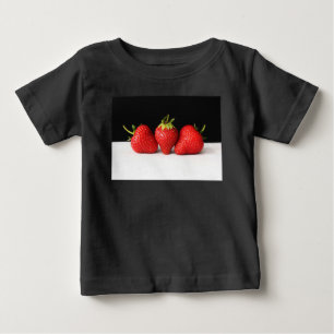 Strawberries On Black Over White Baby cn T-Shirt