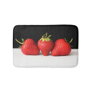 Strawberries On Black Over White bmcna Bath Mat