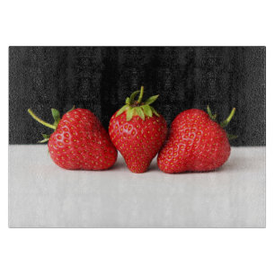Strawberries On Black Over White cbcn Cutting Board