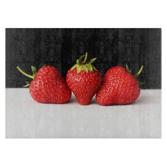 Strawberries On Black Over White cbcnm Cutting Board (Front)