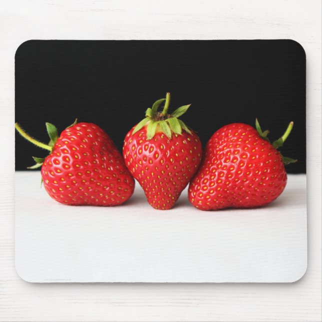 Strawberries On Black Over White mpcnm Mouse Pad (Front)
