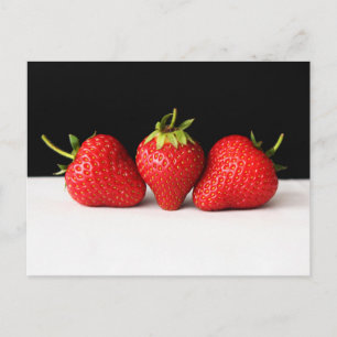 Strawberries On Black Over White pc arc2 Postcard