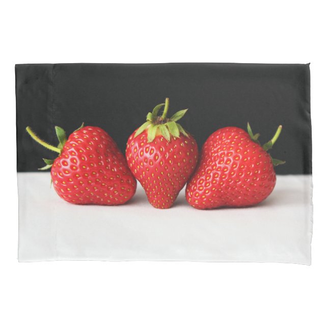 Strawberries On Black Over White pccnm Pillowcase (Front)