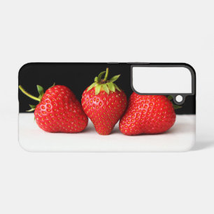 Strawberries On Black Over White sgcnm Samsung Galaxy Case