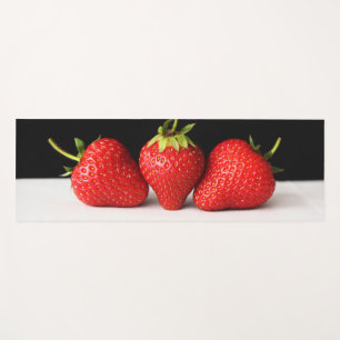 Strawberries On Black Over White ymcn Yoga Mat