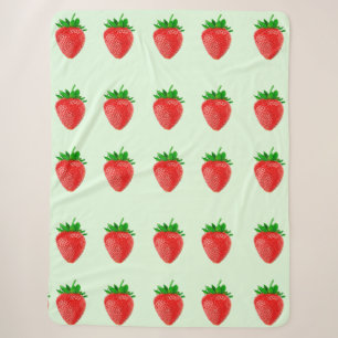 Strawberries on Green Sherpa Blanket